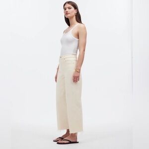 NWT MADEWELL Cream The Perfect Vintage Wide Leg Crop Jean Raw Edge 26P
